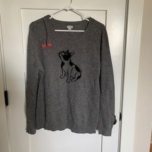 Grey Cashmere Sweater - French Bulldog & Bow, XL